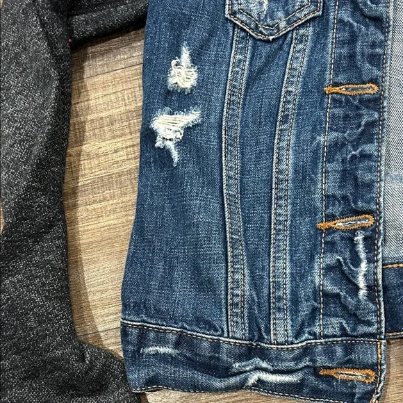 Abercrombie Denim and Black Hooded Kids Jacket - Picture 2 of 7